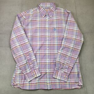 Brooks Brothers Red Fleece Button Down Shirt Men's XL Purple Plaid Long Sleeve